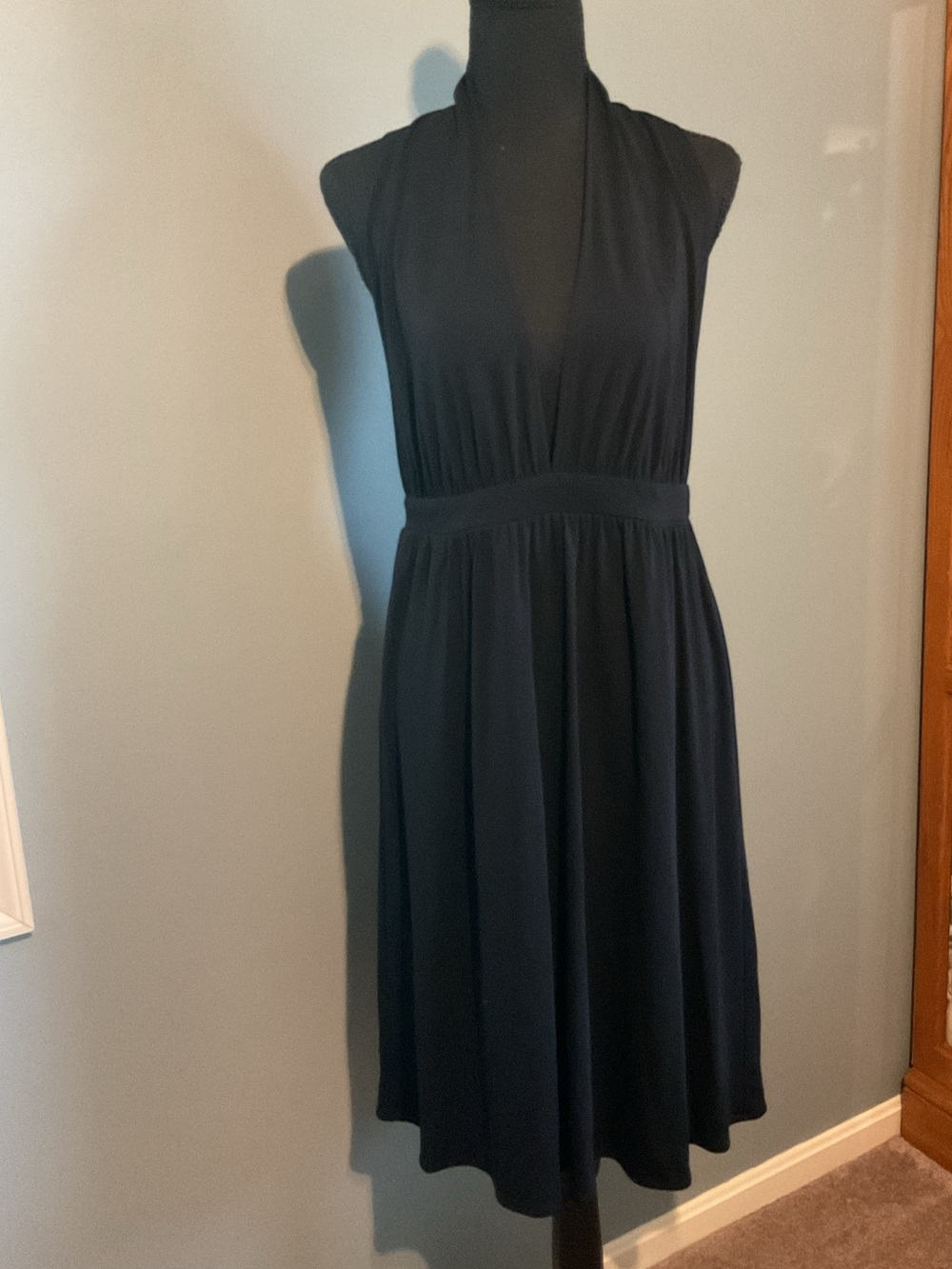 Express Black Sleeveless Halter-Back Midi Dress